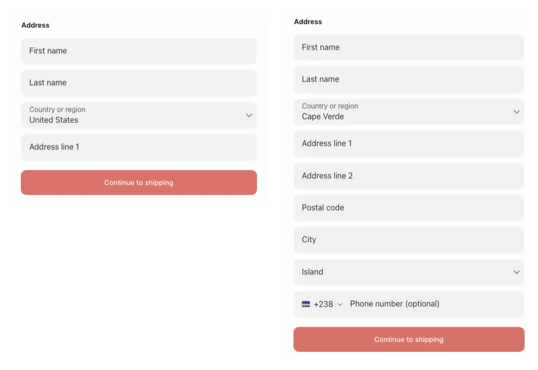 Global address formats in Checkout