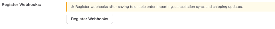 Register Webhooks button in the Zonos settings page